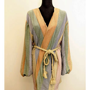 Anna Grace Metallic Sparkle Pastel Mini Wrap Dress Tunic Jacket Ladies